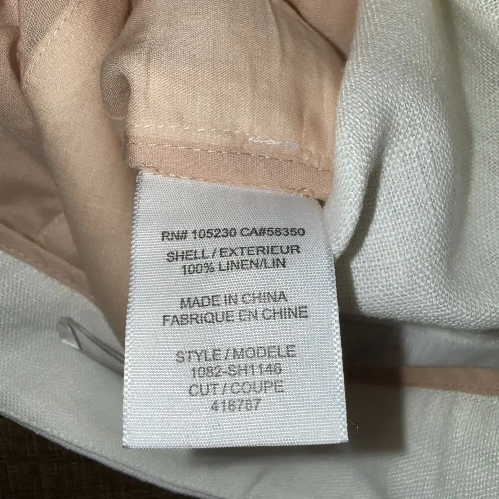 JOIE Off White 100% Linen Shorts Sz 10- 32W 4.5L EUC Beach Quiet Luxury Resort - Picture 8 of 9